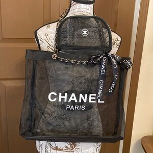 CHANEL Mesh Tote/Shoulder Bag and Cosmetic/Makeup Bag NIP